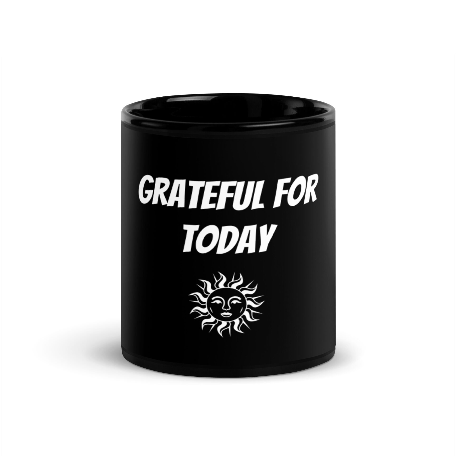 Grateful For Today Sun Black Glossy Mug